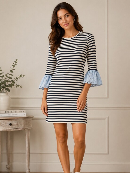 Tommy Hilfiger Dresses & Skirts - Tommy Hilfiger Striped Knit Dress w/ Eyelet Sleeve Detail